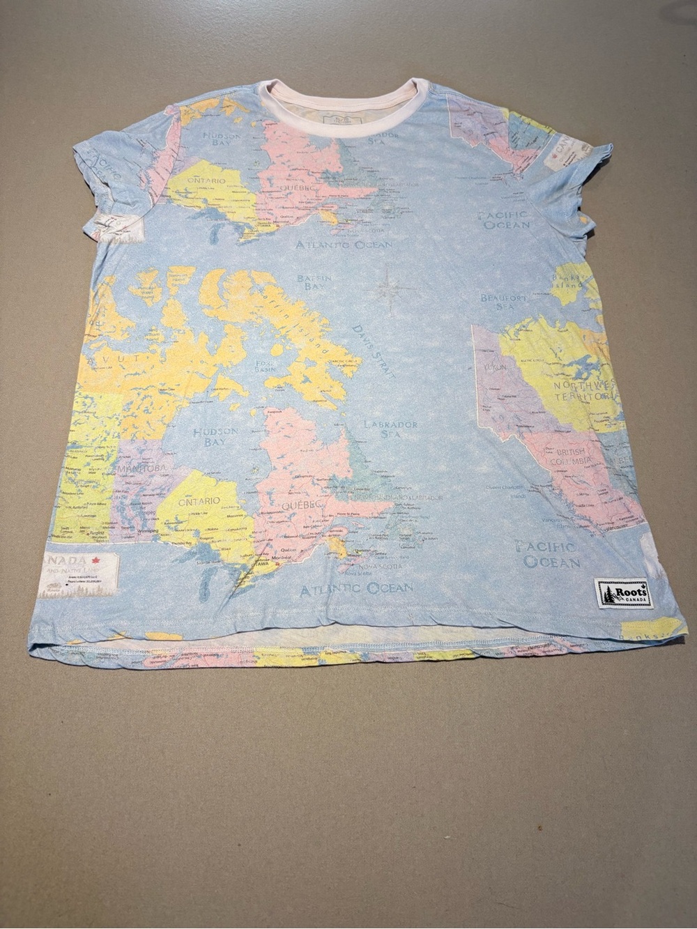 Roots Woman’s Full Canada Map Graphic Print T-Shirt Size XL - Picture 2 of 4